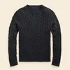 2021 wysokiej jakości zimowy męski wełniany sweter polo sweter z dzianiny męski twist gruby modny sweter w jednolitym kolorze