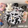 İnek Desenli Okul Çantaları Kadın İşlevli Sırt Çantası Kadın Trend Kawaii Okul Sırt Çantaları Yeni Moda Sevimli Sınıf Bookbag Bayan Y1105