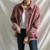 Estilo coreano otoño invierno suelto todo fósforo camisa de pana cardigan chaqueta cortavientos mujeres blusa casual harajuku blusa mujer 210601