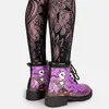 Botas ribetrini grande tamanho 43 chegadas feminino legal gótico sapatos de salto baixo redondo dedo do pé roxo crânio punk mulheres robusta