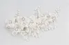 White Lace Pearl Headpieces 2022 Wedding Hair Tiara Diamond Silk Flower Pearls Combs Wedding Accessories Bridal Clip Headdress Bride Headband