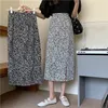 Весна и летняя юбка женщина 2021 a-line корейская версия высокой талии цветочный дикий раскол средней длины юбки