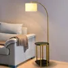 Trådlös laddning Golvlampa Tyg Shade Creative Design Parlor Bedroom Sofa Multifunktion Stående Ljus Hem Hotel Decor Lamps