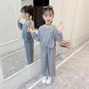 女の子スポーツ服tシャツ+ズボン10代の服装パッチワーク子供女の子春秋の衣装210528