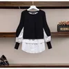 Fashion Spring Elegant knit Sweater Patchwork Blouse Women Long Sleeve Casual Loose pullover Top 210519