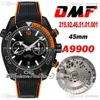 Omf cal a9900 automático cronógrafo mens relógio pvd aço preto laranja landedblasted bezel e discar cinta de borracha nylon 215.92.46.51.01.001 super edição puretime m2