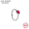 Fit Originele Real 925 Sterling Silver Authentieke Pan Ring Voor Vrowen Kroon Prinses Crystal Paar DiyモードBruiloft Sieraden