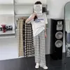 Plaid Pant's Summer Korean Japanese Loose Thin Wide Leg Versatile Straight Casual Trend 210915