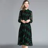 HIGH QUALITY Spring Lace Dress Work Casual Slim Fashion O-neck Sexy Hollow Out Green Red Dresses Women Vintage Vestidos 210603