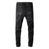 Designer Long Slim Black Ripped Jeans High Quality Hole Out Pants Streetwear Trousers for Men