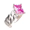 silver pink topaz ring