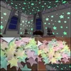Dekor bahçesi300pcs 3D yıldızlar karanlık parlak floresan duvar çıkartmaları çocuklar için bebek odası yatak odası tavan ev dekor damla teslim