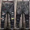 Winter jeans voor heren warme broek fleece vernietigde gescheurde denim broek dikke thermische noodlijdende motorrijder voor mannenkleding