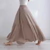 Wysokiej jakości bawełniana lniana maxi spódnica damska przypadkowa elastyczna talia plisowana A-line plażowe spódnice Boho Saia Feminina Faldas Jupe 210619 \ t