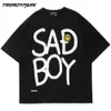 T-shirt pour hommes Summer manches courtes Sad Boy Imprimer Hip Hop Oversize Coton Casual Harajuku Streetwear Top T-shirts Hommes Vêtements 210601