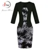 Sommerkleid Frauen Bodycon Mode Elegante Sexy Büro Blumendruck Patchwork Tunika Einteilige Bleistiftkleider 210329