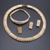 Set di gioielli in oro Dubai da sposa moda donna Set di gioielli in cristallo per collana e orecchini con anello