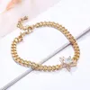 Fashion Cubic Zirconia Star Gold Charm Bracelet Curb Cuban Link Chain Bracelets For Women Punk Jewelry Bijoux Femme Dropship