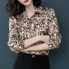 Autunno manica lunga ciondolo in chiffon donna top leopardo signore per il tempo libero camicia moda ufficio signora donne camicette 5947 50 210527