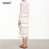 Casual Dresses SONDR 2021 Summer Lace Patchwork Flounces Flared Sleeves Long Dress Women