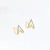 Orecchini a bottone Cristalli scintillanti Diamanti Pietre preziose Triangolo Chic geometrico per donne Gioielli in oro 18 carati Accessori alla moda