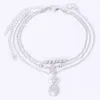 Anklets 2pcs/مجموعة أناناس قلادة من Anklet للنساء سبيكة سبيكة Star Beads Multilayer Beach Foot Cain