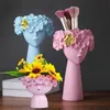 Resin Vase European Style Home Decor Room Decoration Flower Pot Sculpture Statue Makeup Brush Holder Storage Box Desktop Crafts 211215