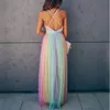 Maternity Dresses Poggraphy Long Graviditet Po Shoot Prop for Baby Showers Party Rainbow Tulle Gravid Kvinnor Maxi Gown