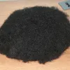 Ludzkie włosy 4mm Afryki Afro Curl Q6 Koronki Przód z Pu Afro Toupee Dla Czarnych Mężczyzn Pełne Koronki Czarne Męskie Włosy Kawałki W magazynie