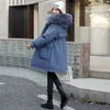 Tasarımcılar kış aşağı yastıklı ceket kadınlar orta uzunlukta moda büyük kürk yaka parka peluş astar kış işlemeli ceket sıcak outw