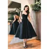 Partykleider 2021 Elegante Prinzessin Homecoming Schulterfrei Grünes Blatt Applikationen Knöpfe Organza A-Linie Damen Cocktailkleider