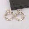 Simple 18K Chapado en oro 925 Plata Marca de lujo Diseñadores Letras Stud Geométrico Mujeres famosas Flor Cristal Rhinestone Perla Pendiente Parejas Regalos Joyería