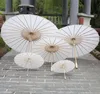 Dhl 40 60 cm diametro cinese giappone ombrello di carta tradizionale parasole in bambù manico in legno parasoli per matrimoni ombrelli artificiali bianchi