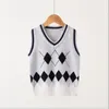 Spring Autumn 210y Vest Black White Striped 5 Pieceslot New Winter Clothing Boy Sweater Diamond Shaped V Collar Cotton4053344