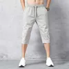 Shorts masculinos calções de verão fina nylon 3/4 comprimento calças macho bermudas board de secagem rápida praia preto longo 210716