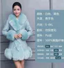 Fur All-in-One Coat Kvinnors Koreanska Version Slim PU Fur Imitation Collar Nio Point Sleeve Medium Long 211207