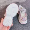 Kids Sneakers Girls Spring Fashion Casual Running Sports Trainers Brand Breathable Children Pink Pearl with diamond Flats 220121