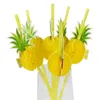 300Pcs Mix color Tropical Umbrella Pineapple Cocktail Straws Disposable Juice Drinking Straw Hawaii Beach Party Decor