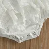 Baby Girls Sommar Outfits Söt Ruffle Sleeve Floral Lace Tutu Romper Med Headband Set Jumpsuits