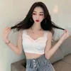 Korean Silk Women Tank Top Woman Sleeveless Satin s Sexy Camis V Neck Halter Plus Size White s 210427