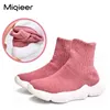 Sneaker casual per bambini Bambini Boy Baby Knit Maglia traspirante Calzino leggero Stivali Bow Girls Scarpe sportive con fondo morbido antiscivolo 210329