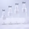 50 sztuk / partia 5ml 10ml 15ml 20 ml Clear Szkło szklane słoiki butelkowe fiolki z pipetą do butelek olejku perfum kosmetycznych