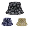 Moda mujer hombre verano cubo gorra Paisley anacardo estampado al aire libre plegable Reversible sombrero para el sol pescador senderismo gorras sombreros