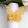 Servettringar 50st Creative Hollow Paper Butterfly Weddings Party Table Dekoration Julår prydnad