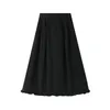 Women Skirts for Spring Summer Sweet grils 100% Cotton Womens A-line long pleated with reffules bottoms skirts 210524