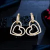 Hoop Hie Boucles D'oreilles Bijoux Cwwzircons Micro Pave Cubic Zirconia Mignon Double Forme De Coeur Pour Les Femmes 2021 À La Mode Oreille Cz960 Drop Delivery Kwcn3