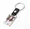 Metal Sublimation Blank Keychains Heat Transfer Leather Keychain Pendant Car Key Ring DIY Gift Wholesale