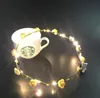 Collier Clignotant LED Cordes Glow Fleur Couronne Bandeaux Lumière Fête Rave Floral Cheveux Guirlande Guirlande Lumineuse Mariage Fille enfants jouet