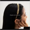 Drop Delivery 2021 Simple Gold Twist Chain pannband Fashion Hollow Alloy Hair Bands for Women Wash Scrunchies smycken Tillbehör Partihandel