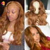 Lace Wigs Ginger Blonde Body Wave Transparent Peruvian Front Human Hair Orange Curly Part 150 Remy2627512